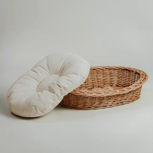Lit pour animaux de compagnie rond en rotin tissé à la main avec coussin, confortable et doux, pour chat et chien, en osier naturel, fauteuil pour animaux de compagnie, confortable, écologique, fait à la main - Product Image 3