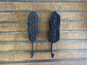 Porte-manteau mural vintage en bois sculpté à la main pour serviettes, manteaux, clés, foulards – Décoration intérieure - Product Image 5