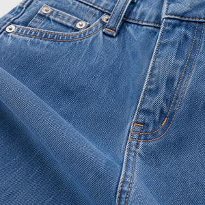 Pantalon en jean ample à jambe large pour filles, 100 % coton, teint en pièce, décontracté, taille mi-haute, respirant, écologique, vente en gros - Product Image 6