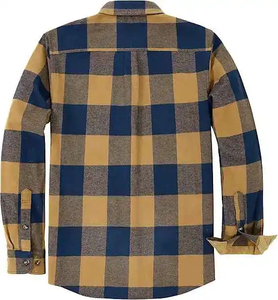 Chemise en flanelle unie pour homme, manches longues, col mandarin, 100% coton, respirante, pour l'été - Product Image 3