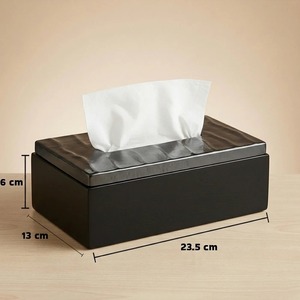 Top Quality Metal <b>Tissue</b> <b>Box</b> with Wooden Base Convenient Napkin <b>Holder</b> for Home Hotel & Office Tabletop Use At Bulk - Product Image 2
