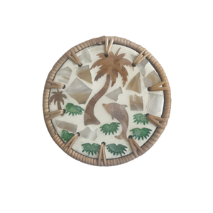 Posavasos Artesanal de Ratán Tejido a Mano - Base para Platos con Incrustaciones de Nácar Premium - Decoración de Mesa de Lujo - Product Image 2