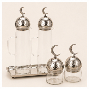 Pot de conservation en verre artisanal écologique le plus vendu pour la décoration de table du Ramadan, avec couvercle moderne en forme de croissant de lune et de minaret - Product Image 4