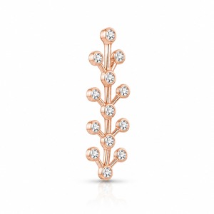 Pendientes de Oro Rosa con Diamantes, Corte Brillante Redondo, Engaste en Bisel, Forma de Planta, Minimalistas, para Uso Diario de Mujer - Product Image 1