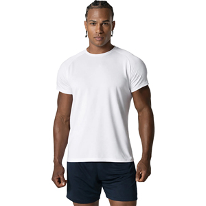 Camiseta Blanca de Cuello Redondo para Hombre, Corte Regular, con Mangas Raglán, Ropa Deportiva ODM, 220 Gramos, Transpirable y Antipilling, Estilo Urbano - Product Image 1