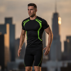 Camiseta de compresión de peso pesado con logo personalizado, top de gimnasio para culturismo, venta al por mayor, ropa deportiva que absorbe la humedad para hombre - Product Image 5