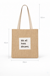 กระเป๋าโท้ทผ้ากระสอบรักษ์โลก ขนาด 38x42 ซม. หูหิ้วด้านบน แบบกล่อง ขายส่ง พิมพ์โลโก้ตามสั่ง กระเป๋าช้อปปิ้งนำกลับมาใช้ใหม่ได้ สำหรับงานโปรโมชั่น - Product Image 5