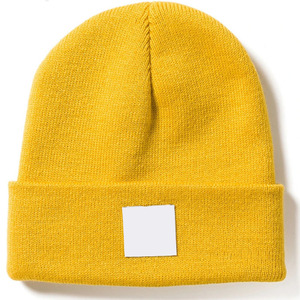 Acrylic/<b>Wool</b> Woven Label Cuff Winter Custom Unisex Adult Sublimation Printed Casual Outdoor Flat Knitted <b>Beanie</b> - Product Image 4