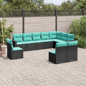 Conjunto de Sofás Modulares Grandes de Ratán PE Negro para Jardín, Muebles Modulares Elegantes para Exteriores - Product Image 1