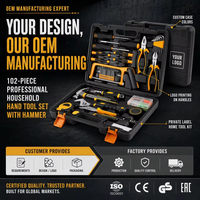 Ensemble d'outils à main professionnels pour la maison, 102 pièces, marteau, tournevis, pinces, clé, scie, ruban à mesurer, étui rigide, poignées OEM, kit d'outils russe