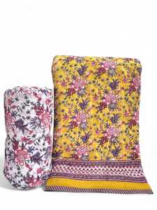 Edredón Ligero con un Hermoso Color y Diseño, Estampado a Mano, Edredón de Algodón de Jaipur, Tamaño King, Rajai - Product Image 1
