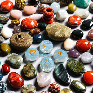 Ensemble de Reiki en quartz cristal de forme ovale, agate sculptée, gravure de chakra Feng Shui, artisanat en pierres semi-précieuses, guérison métaphysique - Product Image 5