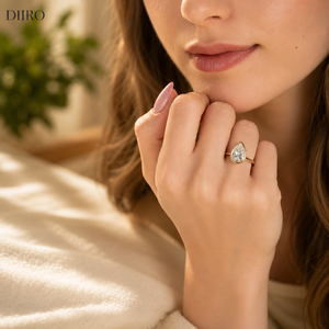 Women's Plated Yellow <b>Gold</b> Engagement <b>Ring</b> Moissanite Bezel Setting Classic Style Pear Cut Diamond Wedding <b>Ring</b> - Product Image 5