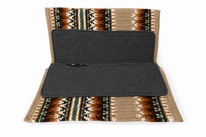 Manaal Enterprises Western Saddle Pad FELT PAD 03 Classic <b>Wool</b> Shell Geometric Pattern <b>Brown</b> Leather Trim Fleece Lining Felt - Product Image 2