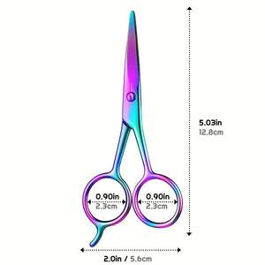 Ciseaux professionnels en acier inoxydable à pointe irisée arc-en-ciel pour hommes et femmes, pour sourcils, barbe, moustache, poils du nez - Product Image 5
