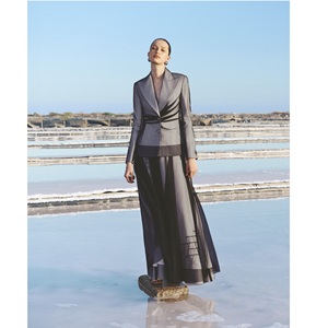 Conjunto de Blazer de Ropa al por Mayor para Mujer, Chaqueta Peplum Elegante a Medida, Blazer Cruzado de Tela de Malla Brillante para Damas - Product Image 5