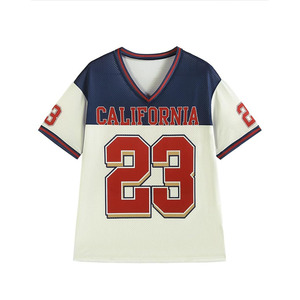 Unisex Short Sleeve Jersey <b>Shirts</b> 2026 Vintage Graphic Tee Y2K V Neck Fashion Number Print Summer Tops - Product Image 1