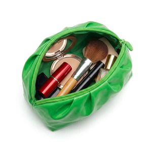 Noun Green Nylon <b>Lady</b> Cosmetic Bag Medium Size Zipper Closure Portable Customizable Pattern Fluffy - Product Image 2