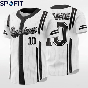 Maillot de baseball col en V OEM 2026 100 % polyester, fermeture entièrement boutonnée, imprimé par transfert thermique, respirant, séchage rapide, nom d'équipe personnalisé - Product Image 3