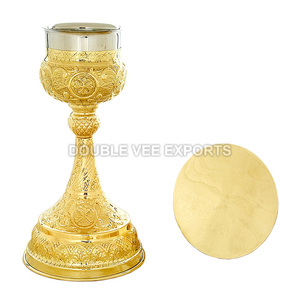 Cáliz y Patena de Latón Pulido de Alta Calidad |   Juego de Comunión – DOUBLE VEE EXPORTS - Product Image 2