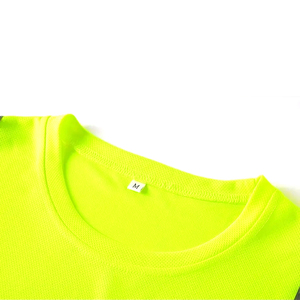 Camiseta de Trabajo de Alta Visibilidad para Hombre, Manga Corta, Verde Neón, Rayas Reflectantes Negras, Material de Poliéster, Camisa Fluorescente - Product Image 5