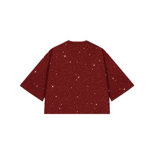 Camiseta Oversize Personalizada con Pedrería para Hombre, Estampado Estrellado, Hombros Caídos, Corte Cropped, Ajuste Holgado, Estilo Urbano Hip Hop - Product Image 4