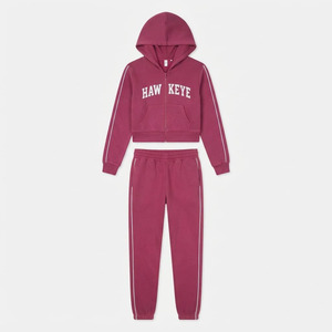 Conjunto Deportivo de 2 Piezas para Mujer, con Capucha, de Forro Polar, Manga Corta, Estilo Versátil, Largo hasta la Rodilla, 100% Algodón, 320g - Product Image 3