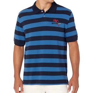 Camiseta Polo Deportiva 2026 para Hombre, Azul Marino a Rayas, Manga Corta, Camisa Casual a Rayas para Hombre - Product Image 1