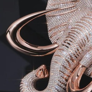 Colgante de Elefante de Plata 925 Bañado en Rodio con Moissanita VVS Engastada en Pavé, Estilo Hip Hop, Lujoso, Unisex - Product Image 2