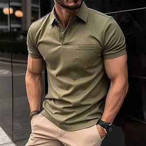 Camisa de Manga Corta Azul para Hombre, Diseño de Bolsillo de Color Sólido, Marca Personalizada, Logotipo Personalizado, Golf, Antiarrugas, Algodón Tejido, Corte Regular - Product Image 6