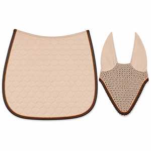 Almohadilla de Silla de Montar Acolchada Beige Personalizada con Estampado Digital, Cubrecuello de Malla Transpirable, Conjunto de Ropa de Equitación Unisex de Poliéster Tejido - Product Image 2