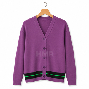 HMR Sisterhood Sorority Acrylic Women's <b>Purple</b> Knitted <b>Cardigan</b> Sweater V Neck Long Sleeve Button-Front Casual Solid - Product Image 5