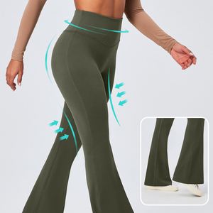 High Waisted Flare Leggings Women Flared Yoga Pants Stretchy Bootcut Tights <b>Tummy</b> <b>Control</b> Gym Wear Lightweight Flare Legging - Product Image 3