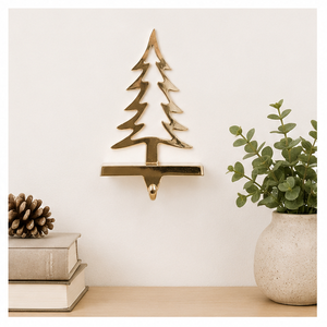 Luxurious Gold Metal Christmas Tree <b>Stocking</b> <b>Holder</b> For Mantel Heavy Duty Weighted Base Hollow Tree Design Fireplace Hanger Home - Product Image 4