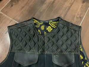 Gilet en cuir véritable de qualité supérieure les ailes de marche noir avec bouton couvert deux poches extérieures respirant pour l'hiver - Product Image 4
