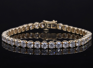 Bracelet tennis en or blanc 14 carats avec diamants CVD de laboratoire de 10 carats, taille brillant, serti à griffes, plaqué rhodium, cadeau pour femme pour mariage ou fête - Product Image 3