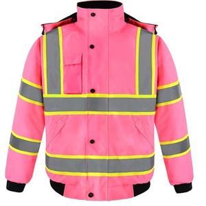 Chaqueta de Seguridad Reflectante de Alta Visibilidad Personalizada para Mujer, ANSI Clase 1, con Luz LED Intermitente, Impermeable, Logotipo Personalizado, Material de Poliéster - Product Image 1