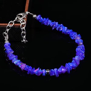Blue Purple Ethiopian Opal <b>Bracelet</b> Raw Natural Gemstone Chain Jewelry Wholesale Bulk Supply - Product Image 1