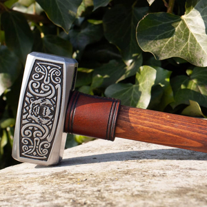 Custom OEM Steel Viking Hammer Handmade Carbon Steel with Hand Engraved Design Industrial Grade Multi-Purpose Wood Handle Hammer - Product Image 1