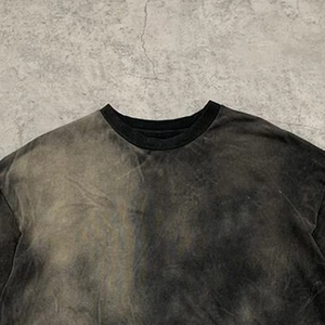 Camiseta Oversize de Algodón 100% Tie-Dye para Hombre, Manga Corta, Cuello Redondo, Estilo Urbano Vintage, Corte Holgado, Bajo sin Rematar, Estampado Personalizado - Product Image 2