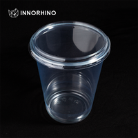 Vasos Desechables para Helado de Plástico Ecológico, Biodegradable y Compostable RPET, con Tapas de Domo de Pared Simple, INNORHINO, Impresión Personalizada