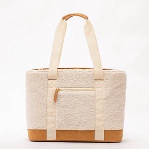 White Sherpa tote bag <b>large</b> capacity shoulder bag soft bag versatile design bag fashion casual bag - Product Image 1