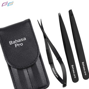 Las Mejores Pinzas para Cejas Inclinadas de Acero Inoxidable, Pinzas Puntiagudas, Tijeras de Resorte con Logotipo Personalizado por Bahasa Pro - Product Image 1