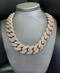 High Demand Moissanite Silver <b>Iced</b> <b>Out</b> Cuban <b>Chain</b> Gold and Silver Finish Sparkling Necklace for Men Women Gift and Sale - Product Image 4