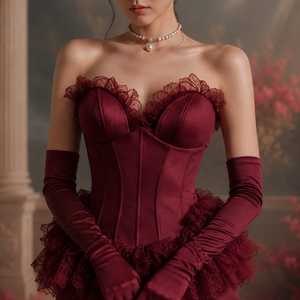 Luxury Burgundy Mermaid Gown Designer Evening Dress Strapless Corset Satin <b>Prom</b> Dress Natural Elegant <b>Party</b> Wear Women Formal - Product Image 4