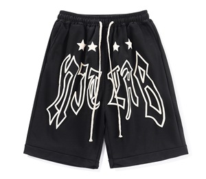 Shorts pour hommes en coton éponge 100% personnalisés, avec cordon de serrage, style streetwear, respirants, tricotés, 120g, fabricant OEM ODM - Product Image 2