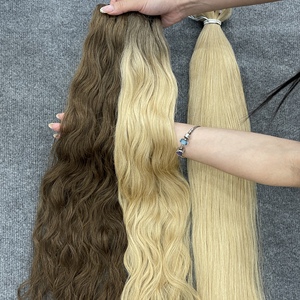 Meilleure extension de cheveux humains à pointes épaisses, ondulée naturelle, couleur piano, double trame machine, haute qualité - Product Image 6
