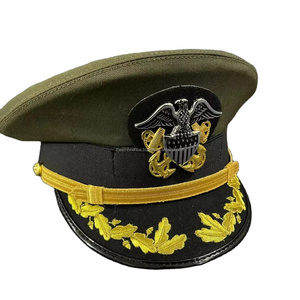 Casquettes uniformes personnalisées Hatgerman Casquette uniforme Couvre-chef argent brodé à la main Pakistan Casquettes personnalisées - Product Image 1