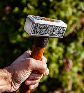 Custom OEM Steel Viking Hammer Handmade Carbon Steel with Hand Engraved Design Industrial Grade Multi-Purpose Wood Handle Hammer - Product Image 5