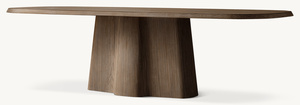 Table à manger ovale pliable moderne en bois, design rustique, base stable, mobilier de maison, 6 places, utilisation hôtelière - Product Image 2